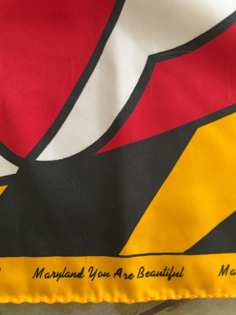Bold Graphic Red, White, Yellow & Black Silk Scarf Italian 26“ x 26“ - Picture 10 of 11